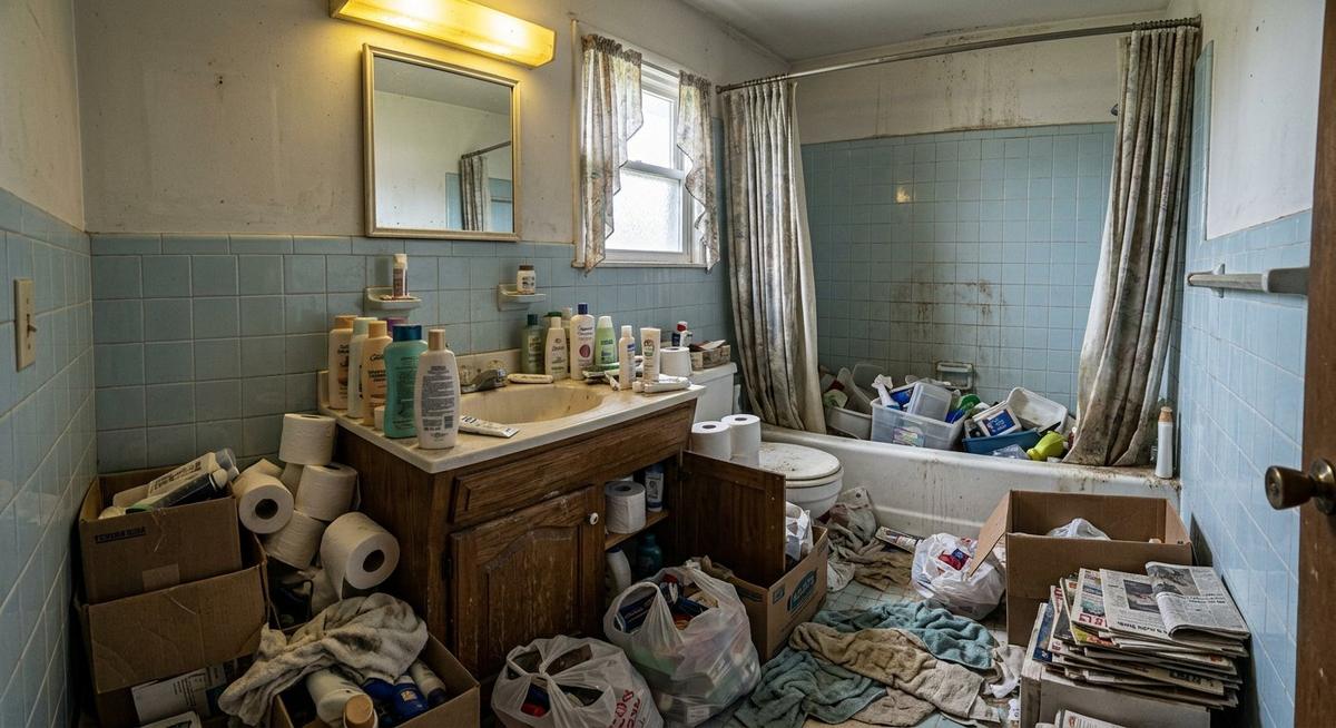 Master bathroom before cleanout