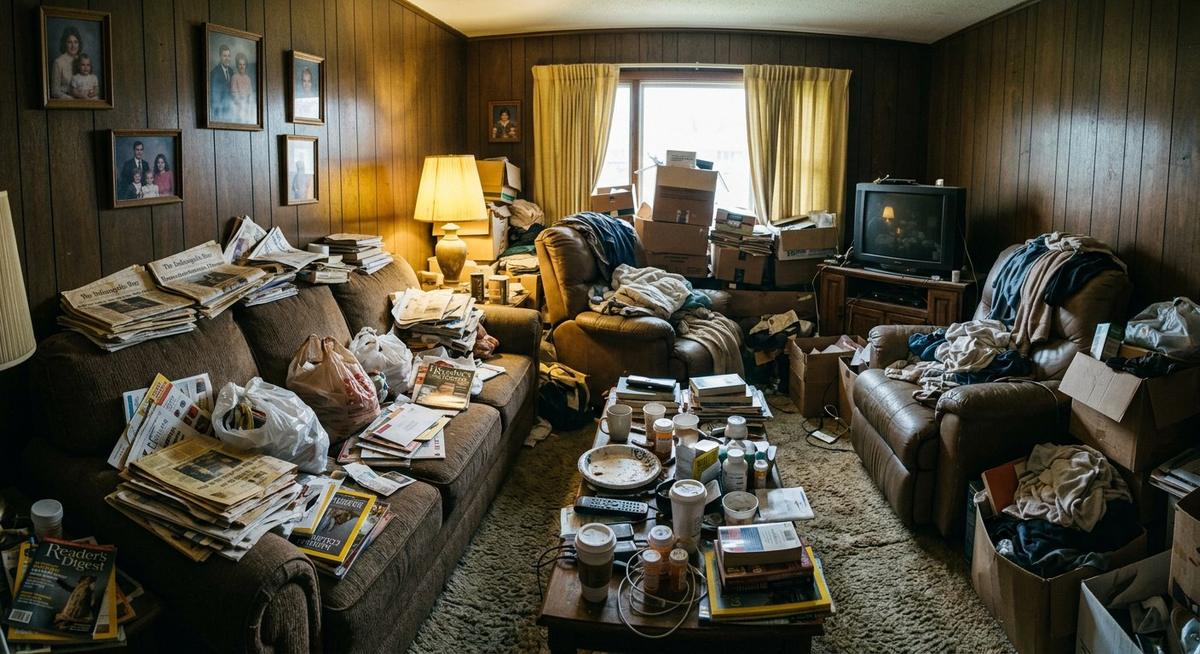 Family living room before cleanout